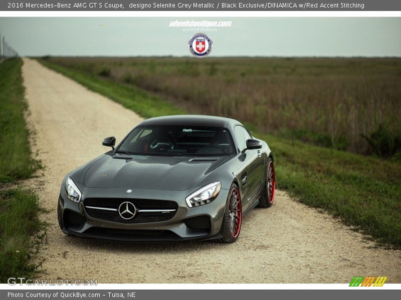 designo Selenite Grey Metallic / Black Exclusive/DINAMICA w/Red Accent Stitching 2016 Mercedes-Benz AMG GT S Coupe