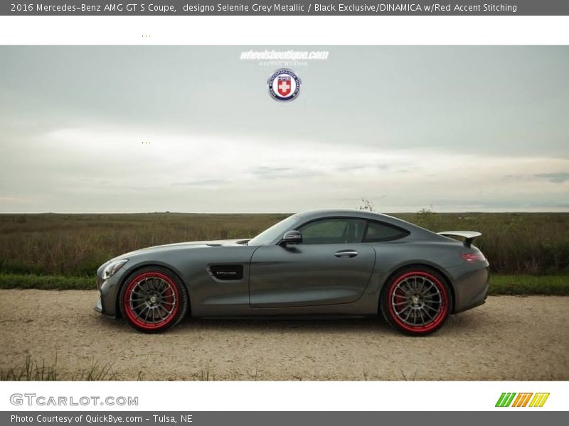 designo Selenite Grey Metallic / Black Exclusive/DINAMICA w/Red Accent Stitching 2016 Mercedes-Benz AMG GT S Coupe