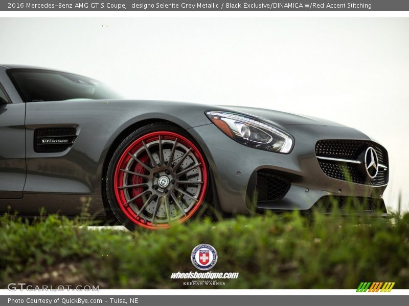 designo Selenite Grey Metallic / Black Exclusive/DINAMICA w/Red Accent Stitching 2016 Mercedes-Benz AMG GT S Coupe