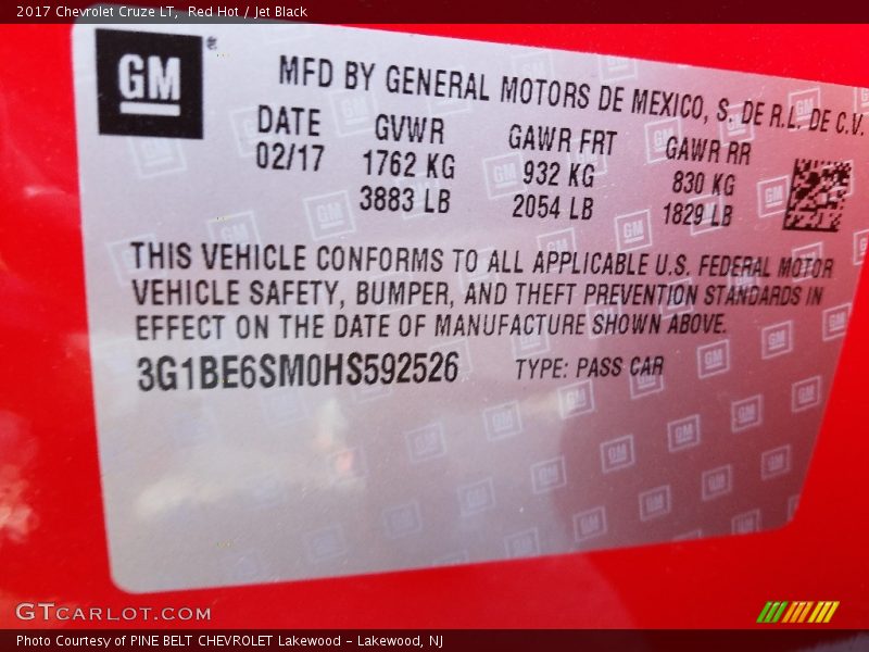 Red Hot / Jet Black 2017 Chevrolet Cruze LT