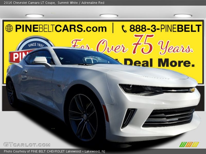 Summit White / Adrenaline Red 2016 Chevrolet Camaro LT Coupe