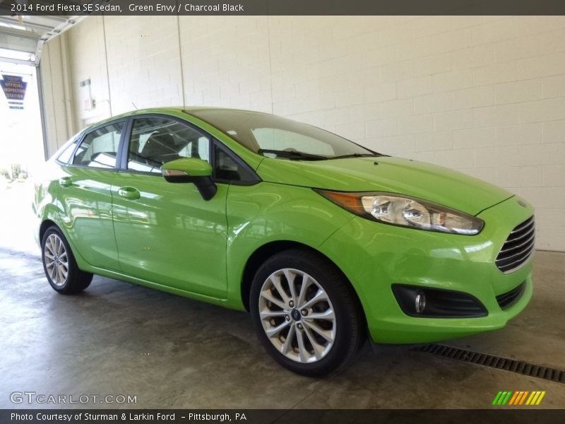 Green Envy / Charcoal Black 2014 Ford Fiesta SE Sedan