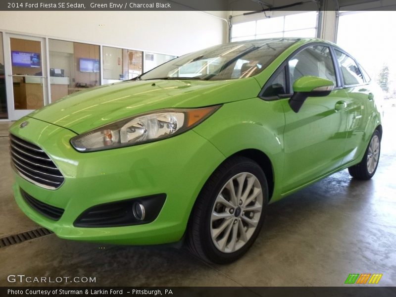 Green Envy / Charcoal Black 2014 Ford Fiesta SE Sedan