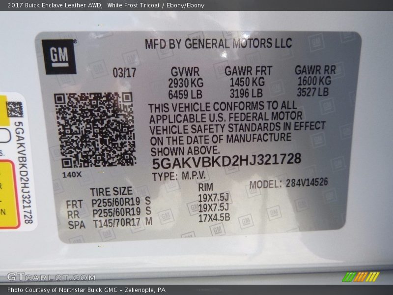 White Frost Tricoat / Ebony/Ebony 2017 Buick Enclave Leather AWD