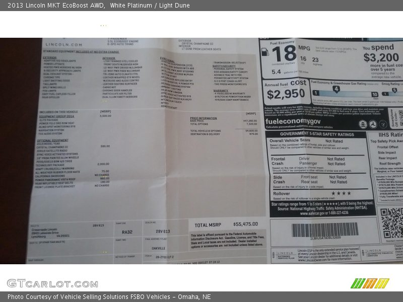 White Platinum / Light Dune 2013 Lincoln MKT EcoBoost AWD