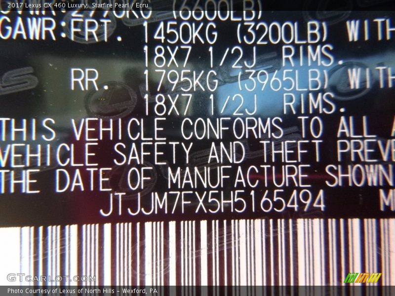 Starfire Pearl / Ecru 2017 Lexus GX 460 Luxury