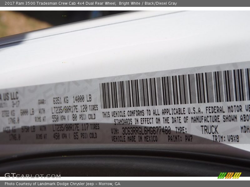 Bright White / Black/Diesel Gray 2017 Ram 3500 Tradesman Crew Cab 4x4 Dual Rear Wheel