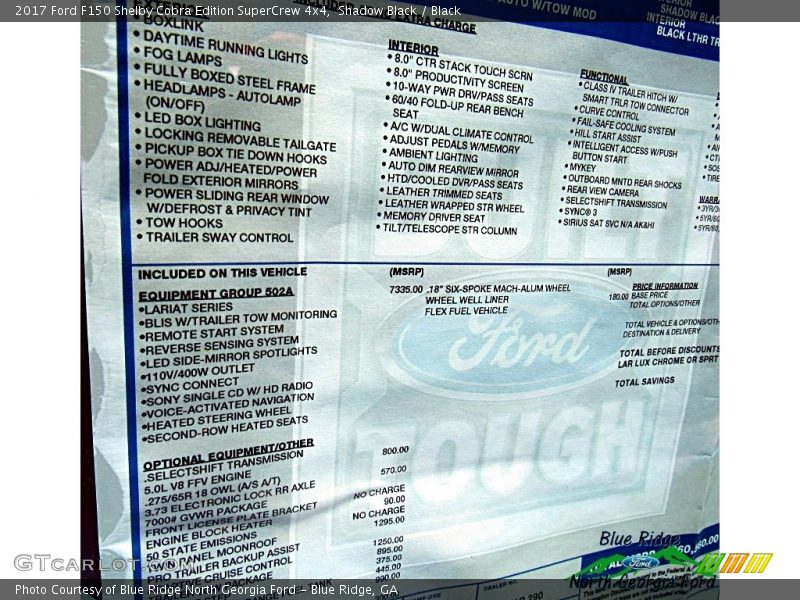 Shadow Black / Black 2017 Ford F150 Shelby Cobra Edition SuperCrew 4x4