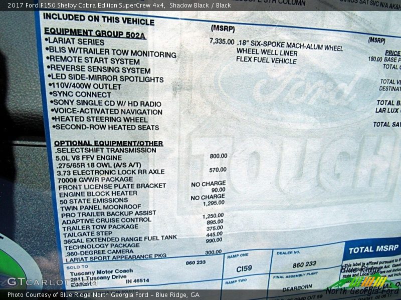 Shadow Black / Black 2017 Ford F150 Shelby Cobra Edition SuperCrew 4x4