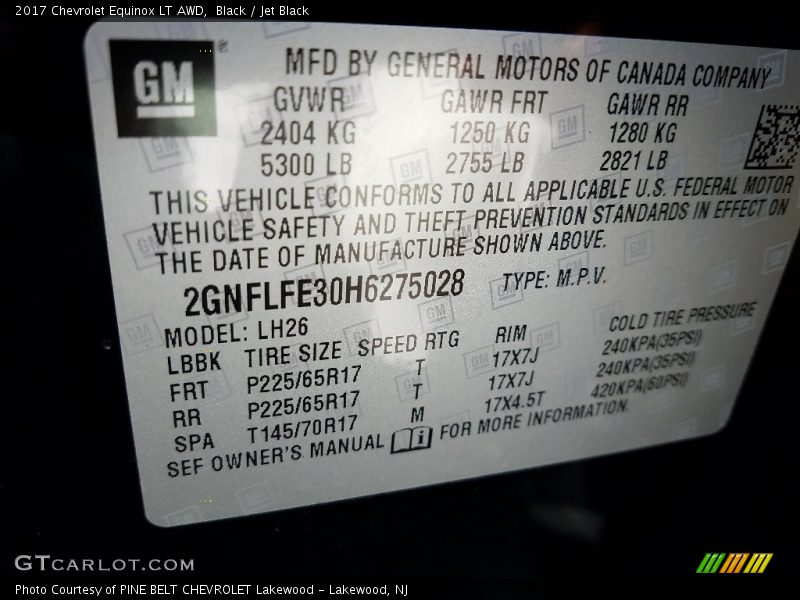 Black / Jet Black 2017 Chevrolet Equinox LT AWD