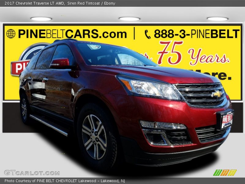 Siren Red Tintcoat / Ebony 2017 Chevrolet Traverse LT AWD