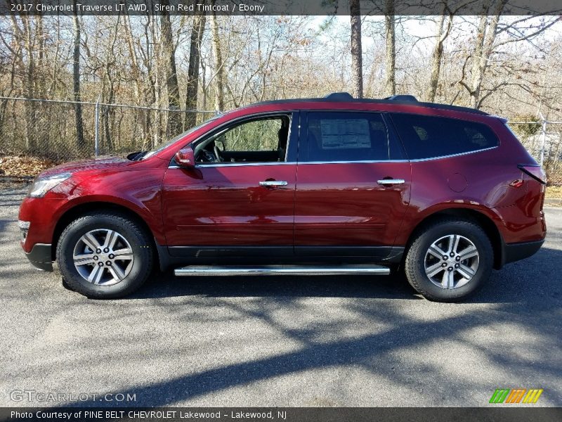 Siren Red Tintcoat / Ebony 2017 Chevrolet Traverse LT AWD