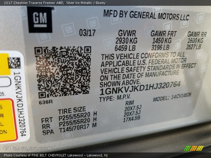 Silver Ice Metallic / Ebony 2017 Chevrolet Traverse Premier AWD