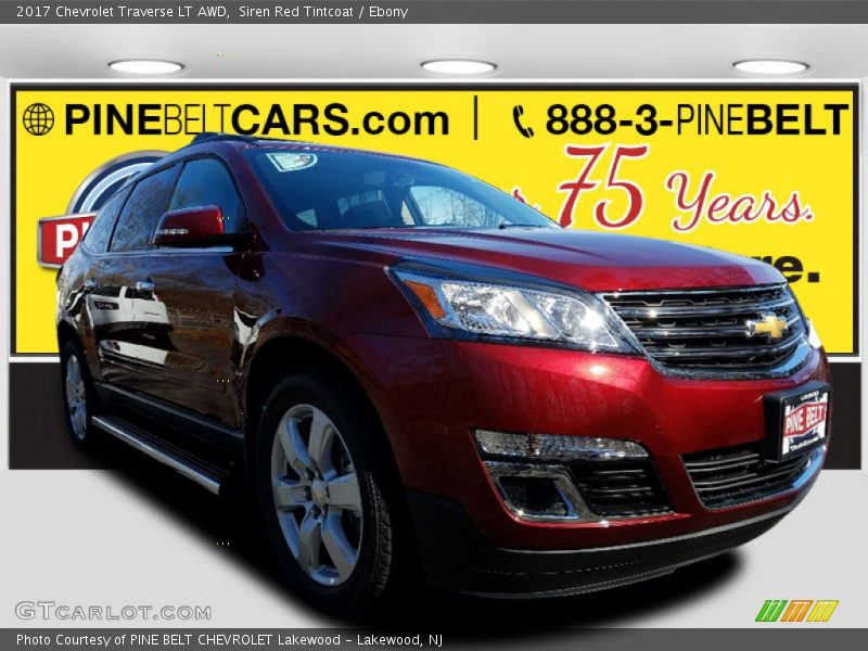 Siren Red Tintcoat / Ebony 2017 Chevrolet Traverse LT AWD