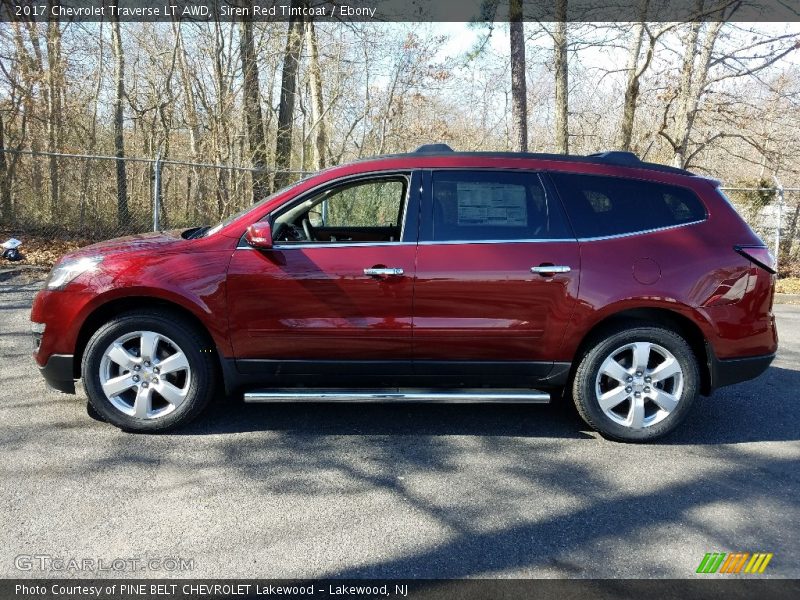 Siren Red Tintcoat / Ebony 2017 Chevrolet Traverse LT AWD
