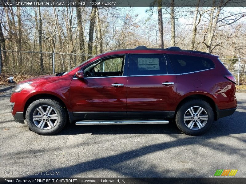 Siren Red Tintcoat / Ebony 2017 Chevrolet Traverse LT AWD