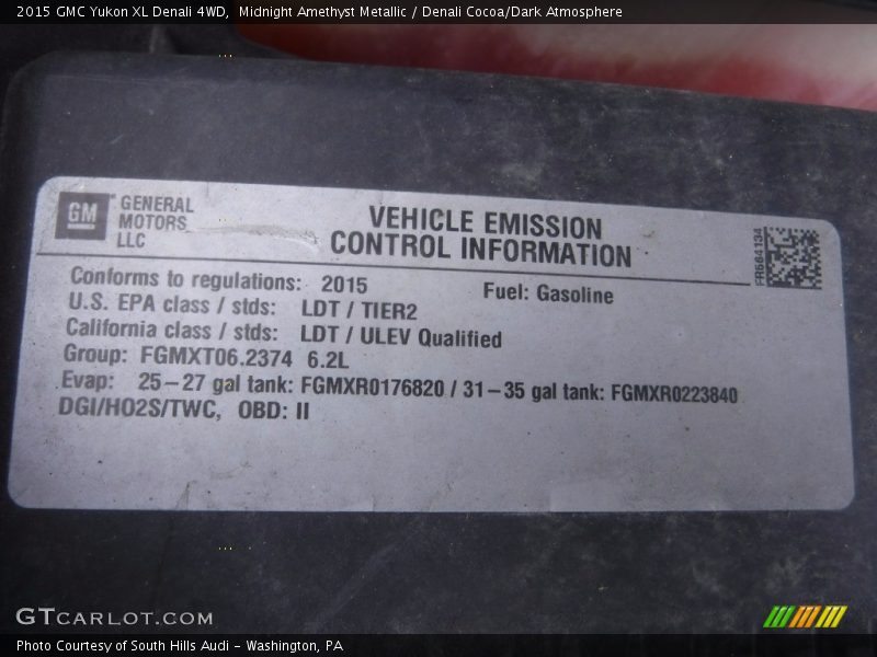 Midnight Amethyst Metallic / Denali Cocoa/Dark Atmosphere 2015 GMC Yukon XL Denali 4WD
