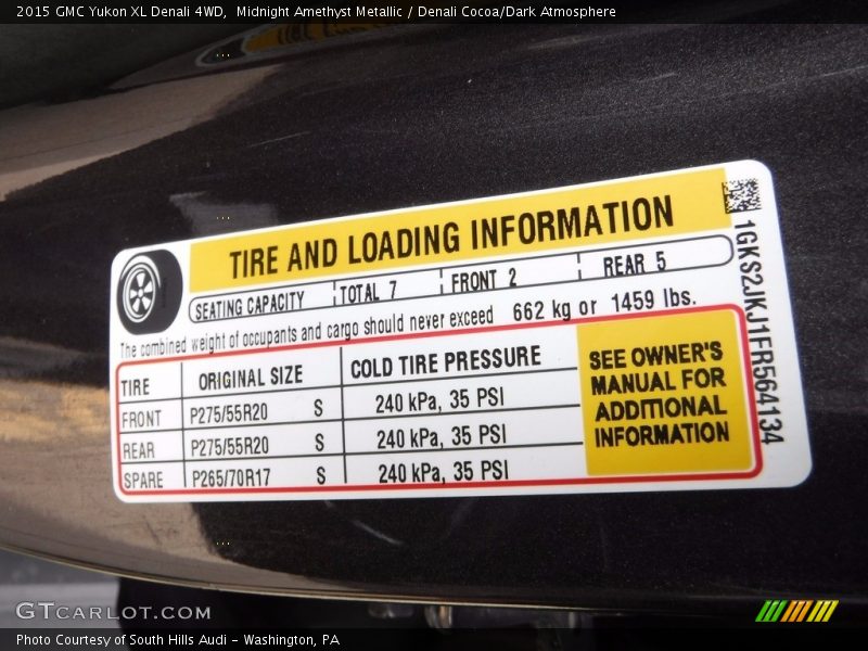 Midnight Amethyst Metallic / Denali Cocoa/Dark Atmosphere 2015 GMC Yukon XL Denali 4WD