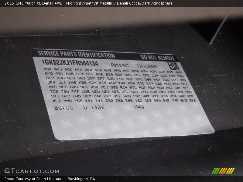 Midnight Amethyst Metallic / Denali Cocoa/Dark Atmosphere 2015 GMC Yukon XL Denali 4WD