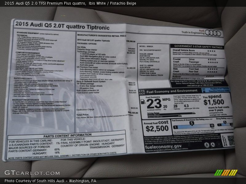 Ibis White / Pistachio Beige 2015 Audi Q5 2.0 TFSI Premium Plus quattro