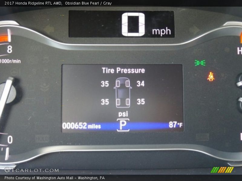 Obsidian Blue Pearl / Gray 2017 Honda Ridgeline RTL AWD