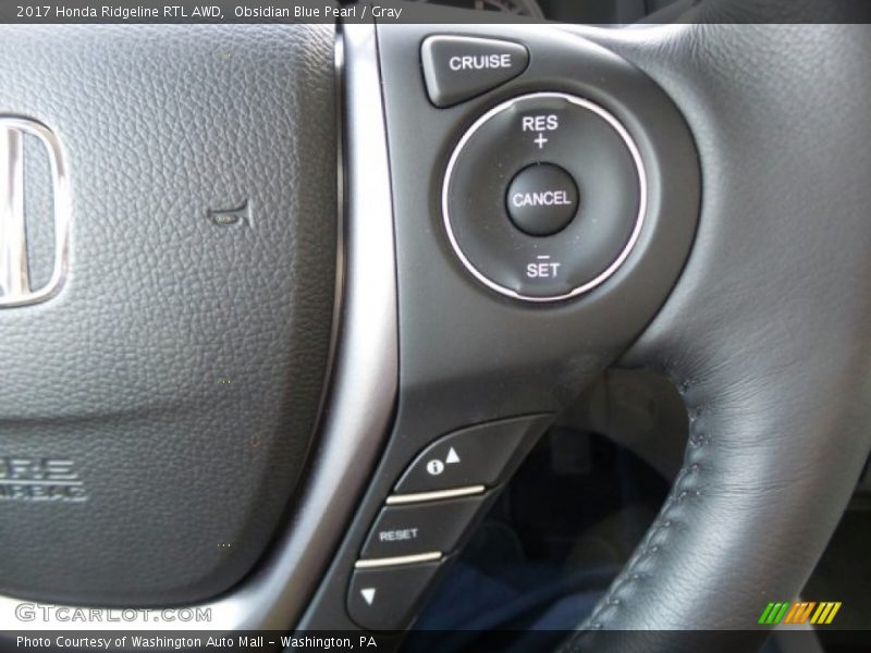Obsidian Blue Pearl / Gray 2017 Honda Ridgeline RTL AWD