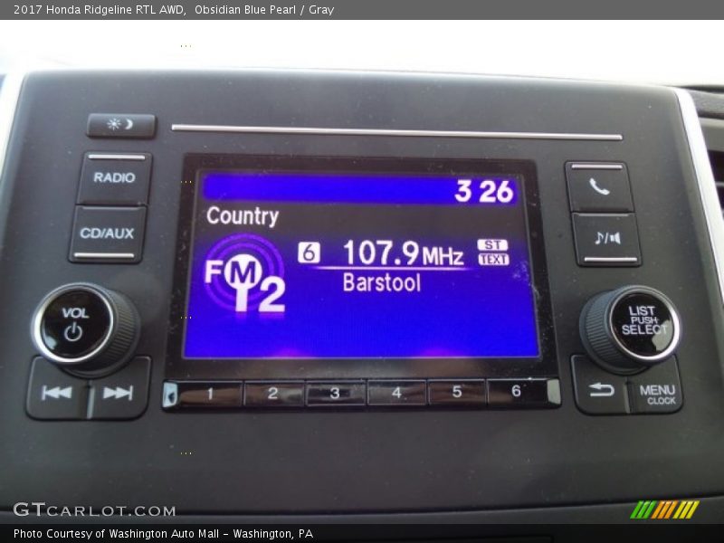 Obsidian Blue Pearl / Gray 2017 Honda Ridgeline RTL AWD
