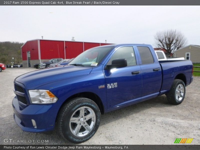Blue Streak Pearl / Black/Diesel Gray 2017 Ram 1500 Express Quad Cab 4x4