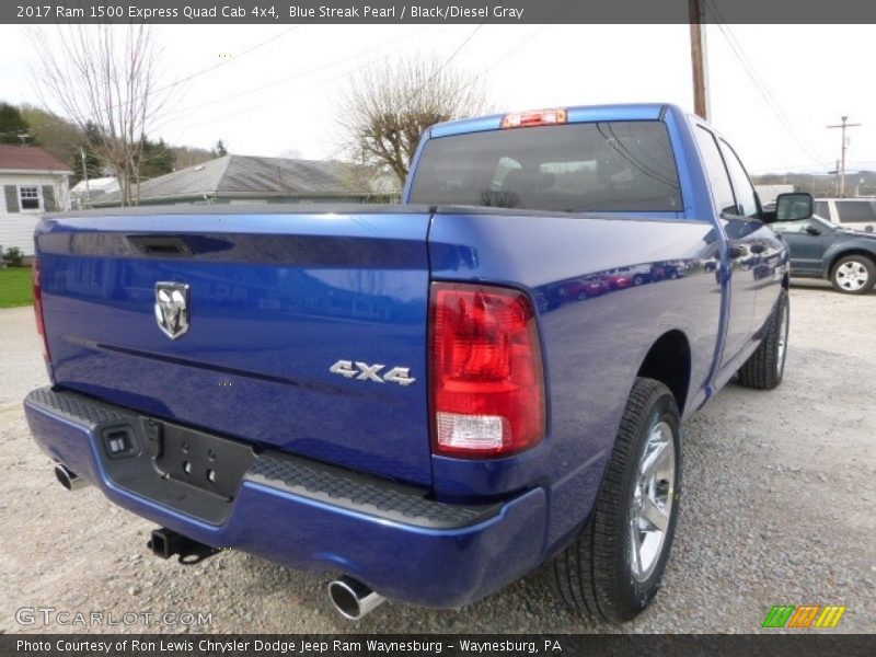 Blue Streak Pearl / Black/Diesel Gray 2017 Ram 1500 Express Quad Cab 4x4