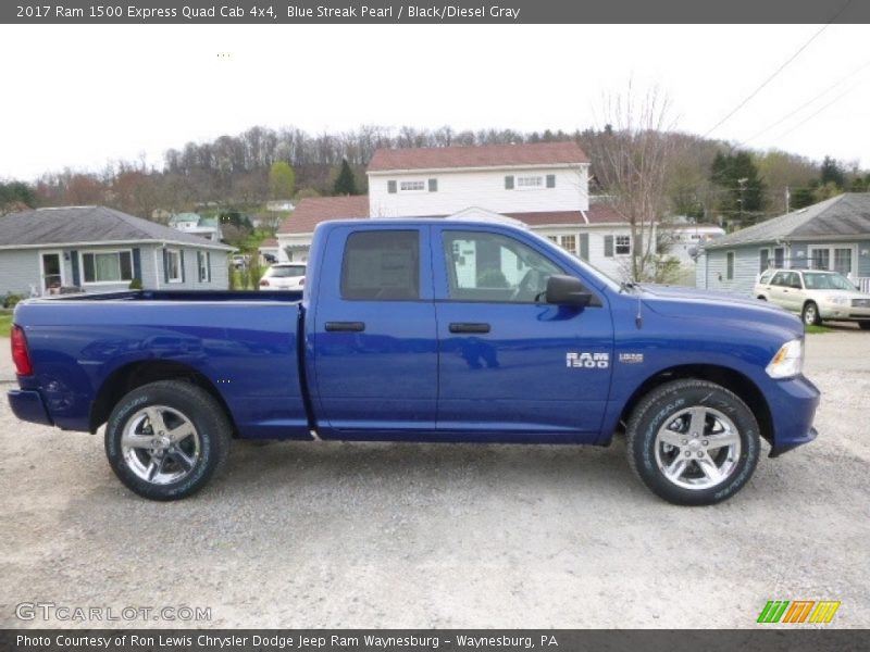 Blue Streak Pearl / Black/Diesel Gray 2017 Ram 1500 Express Quad Cab 4x4