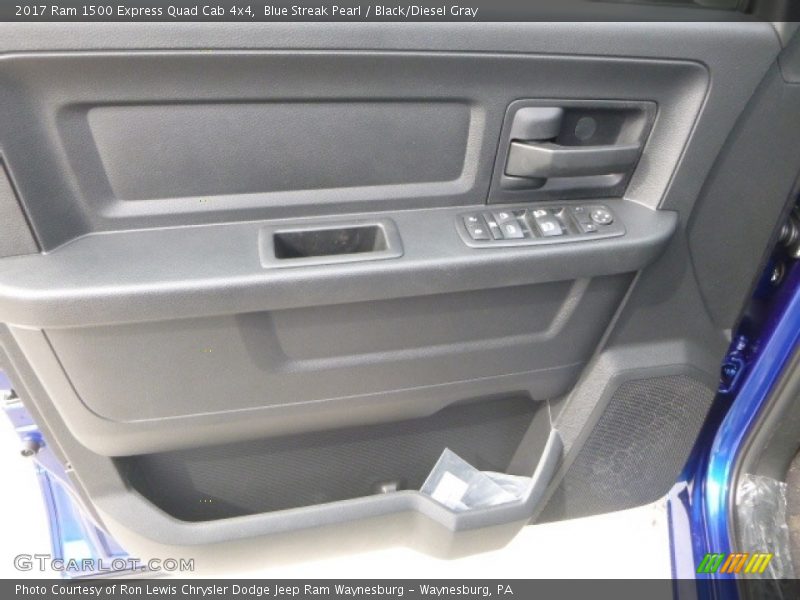 Blue Streak Pearl / Black/Diesel Gray 2017 Ram 1500 Express Quad Cab 4x4
