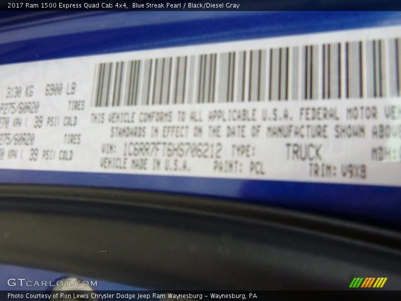 Blue Streak Pearl / Black/Diesel Gray 2017 Ram 1500 Express Quad Cab 4x4