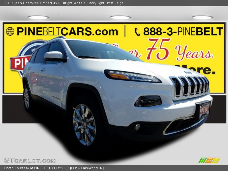 Bright White / Black/Light Frost Beige 2017 Jeep Cherokee Limited 4x4