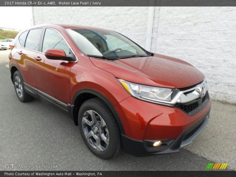 Molten Lava Pearl / Ivory 2017 Honda CR-V EX-L AWD