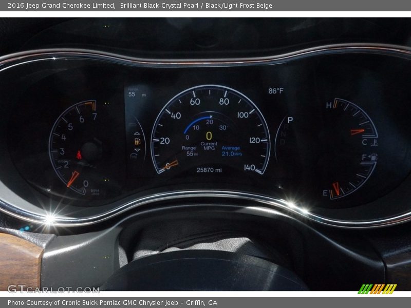 Brilliant Black Crystal Pearl / Black/Light Frost Beige 2016 Jeep Grand Cherokee Limited