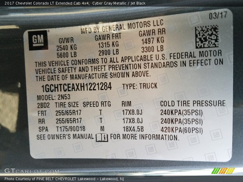 Cyber Gray Metallic / Jet Black 2017 Chevrolet Colorado LT Extended Cab 4x4