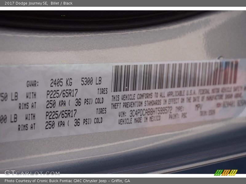 Billet / Black 2017 Dodge Journey SE