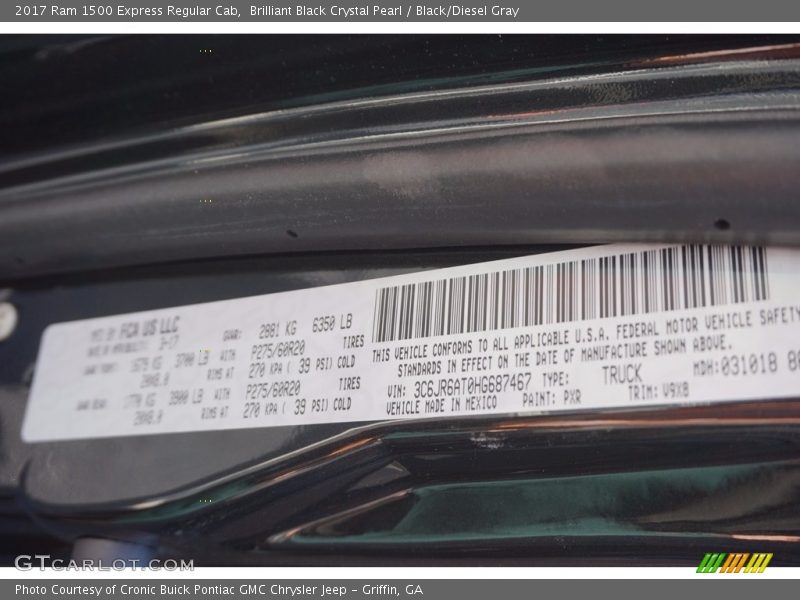 Brilliant Black Crystal Pearl / Black/Diesel Gray 2017 Ram 1500 Express Regular Cab