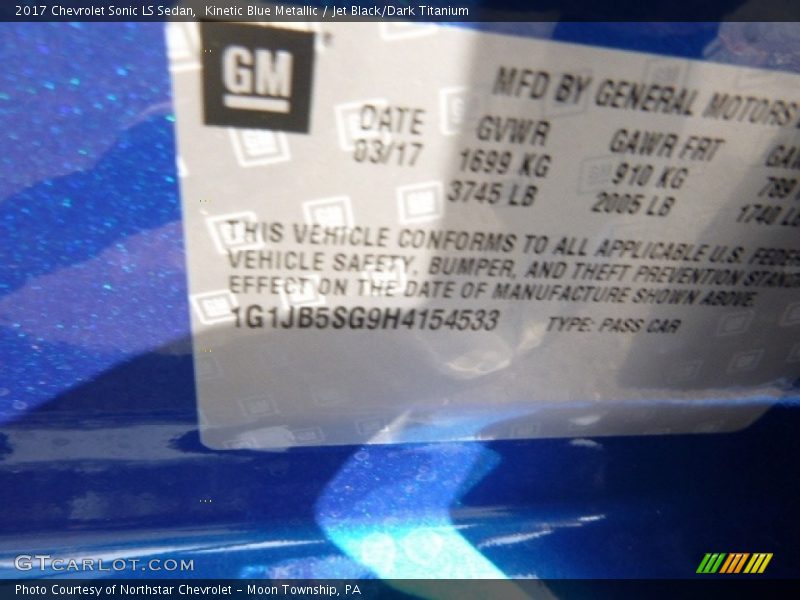Kinetic Blue Metallic / Jet Black/Dark Titanium 2017 Chevrolet Sonic LS Sedan