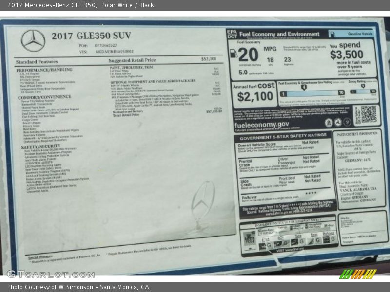 Polar White / Black 2017 Mercedes-Benz GLE 350