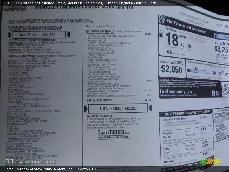 Granite Crystal Metallic / Black 2017 Jeep Wrangler Unlimited Smoky Mountain Edition 4x4