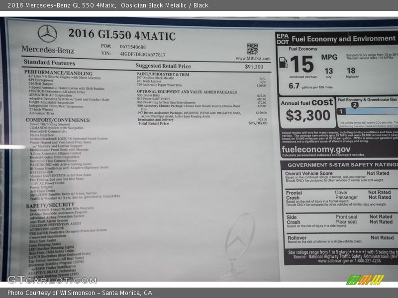 Obsidian Black Metallic / Black 2016 Mercedes-Benz GL 550 4Matic