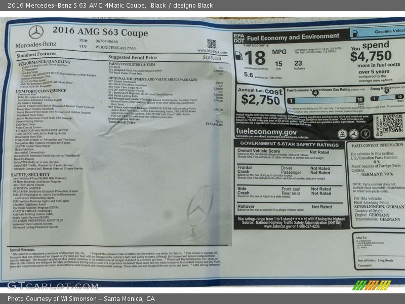 Black / designo Black 2016 Mercedes-Benz S 63 AMG 4Matic Coupe