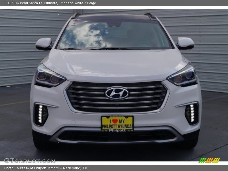 Monaco White / Beige 2017 Hyundai Santa Fe Ultimate