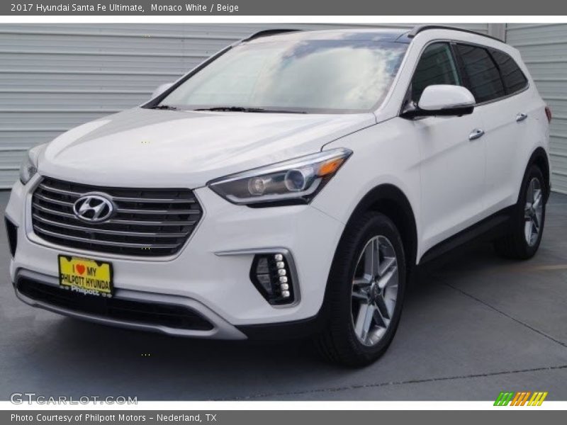 Monaco White / Beige 2017 Hyundai Santa Fe Ultimate