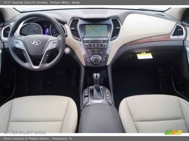 Monaco White / Beige 2017 Hyundai Santa Fe Ultimate