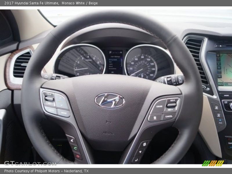 Monaco White / Beige 2017 Hyundai Santa Fe Ultimate