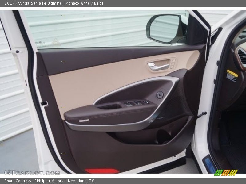 Monaco White / Beige 2017 Hyundai Santa Fe Ultimate