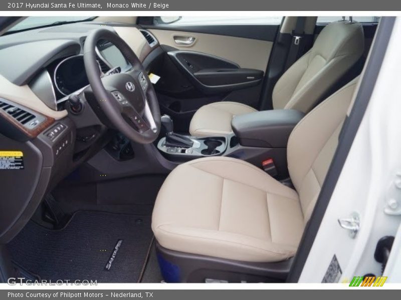Monaco White / Beige 2017 Hyundai Santa Fe Ultimate
