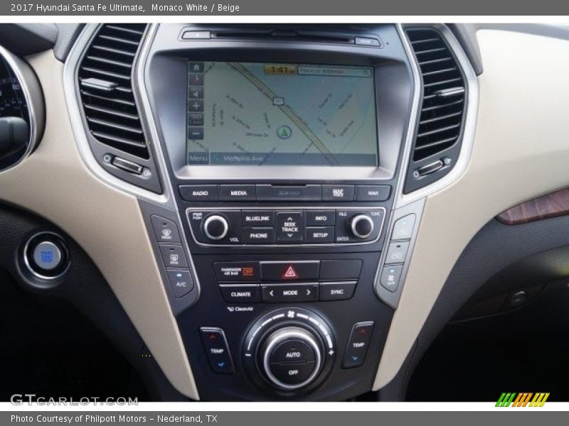 Monaco White / Beige 2017 Hyundai Santa Fe Ultimate